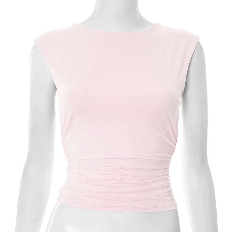 Off-neck Backless T-shirt Top