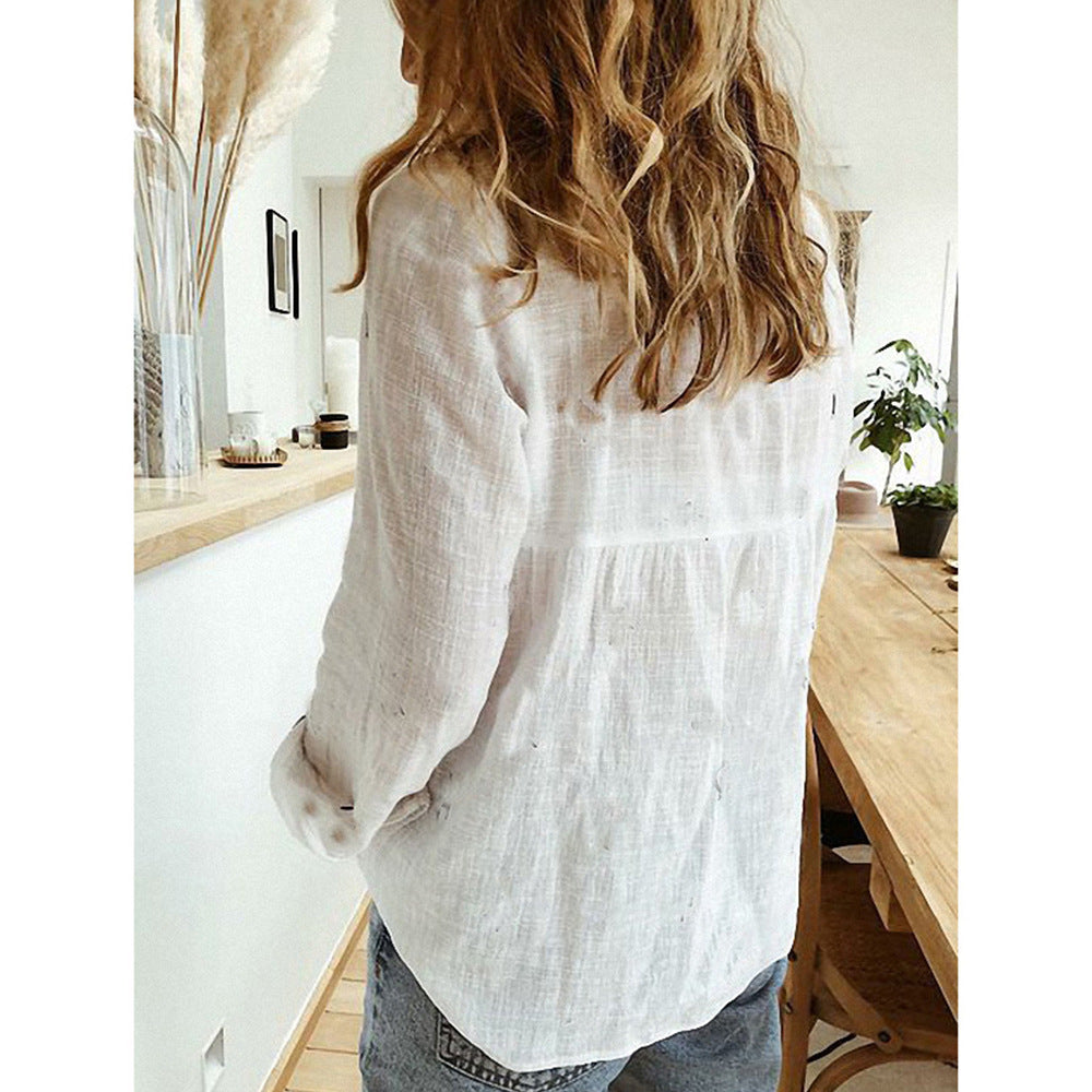 Lapel Long Sleeve Shirt Fashion for Women's