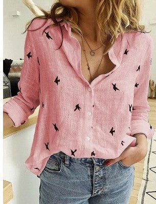 Lapel Long Sleeve Shirt Fashion for Women's