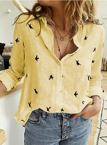 Lapel Long Sleeve Shirt Fashion for Women's