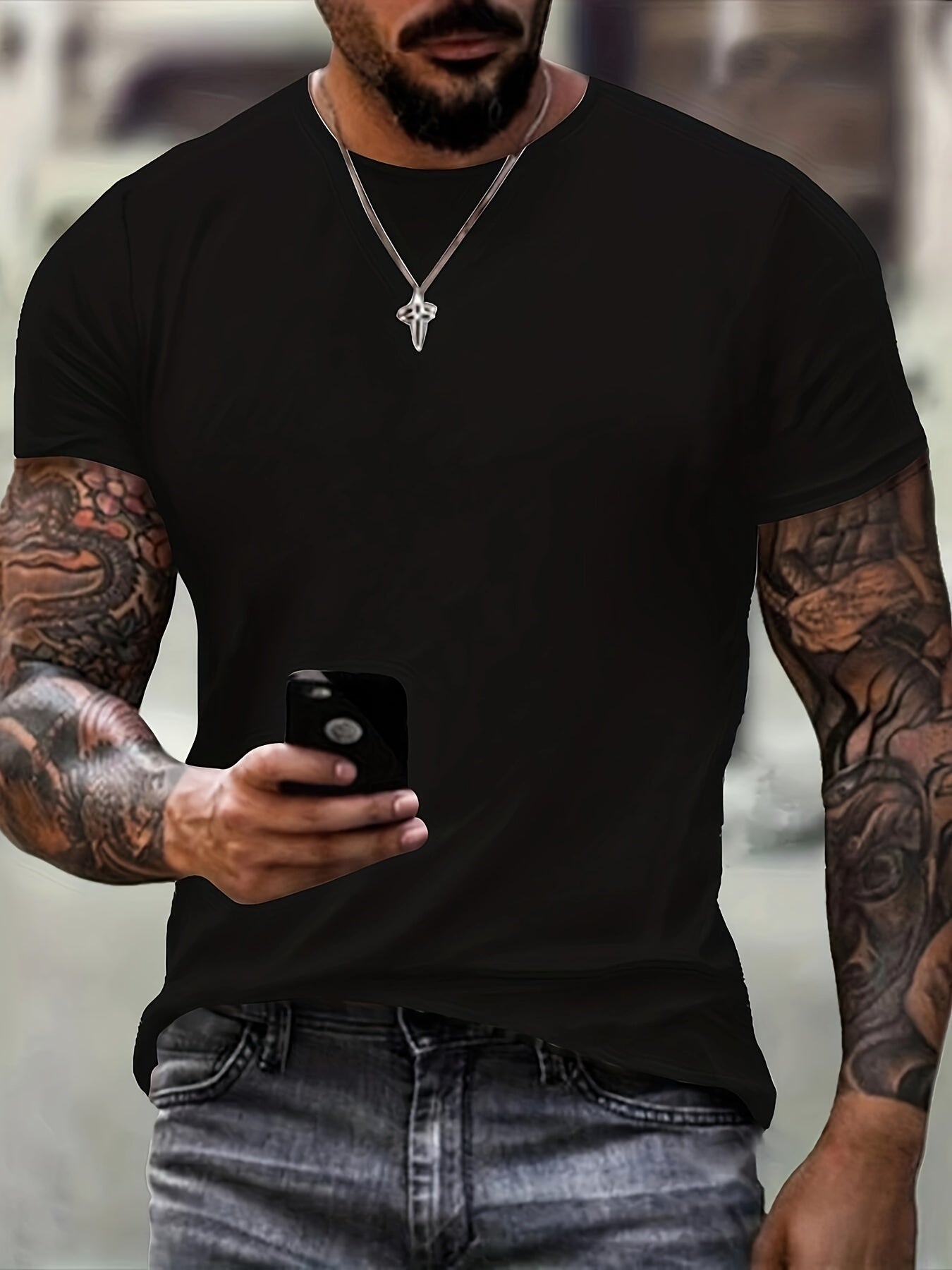 Men,s T-shirt With Skull And Letter Pattern Printing