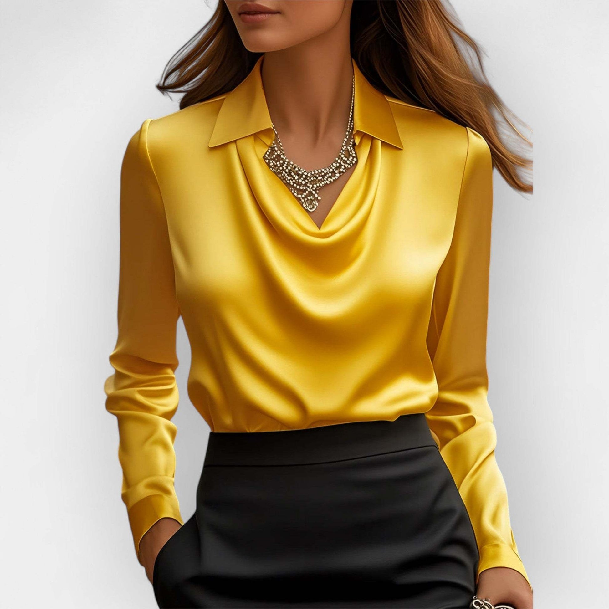 Women's Swing Collar Draped  Blouse
