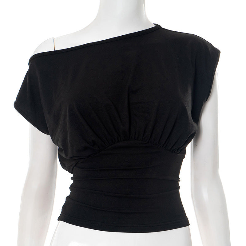 Women's Shoulder Diagonal Collar  Top