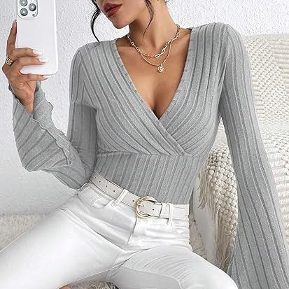 Ribbed Wrap Top