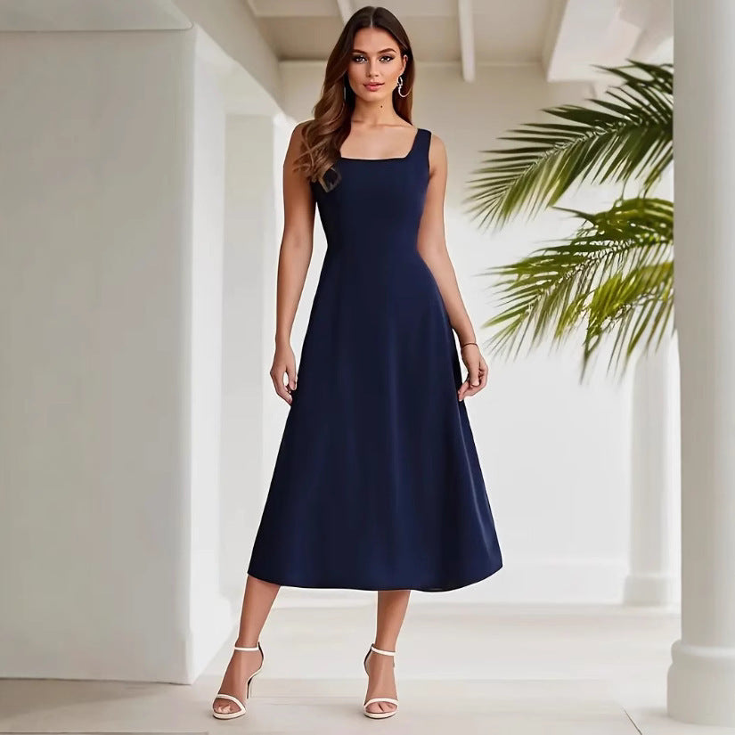 Sleeveless Casual Fashion Suspenders Long Dress