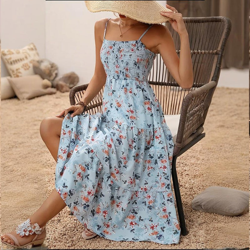 Womens Summer Floral Midi Dress