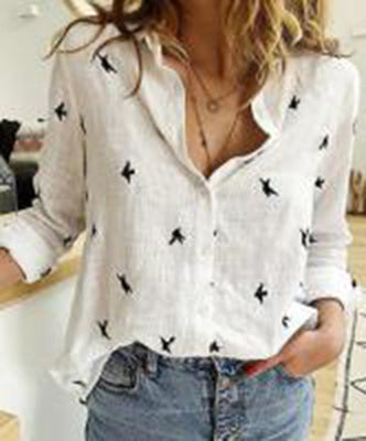 Lapel Long Sleeve Shirt Fashion for Women's