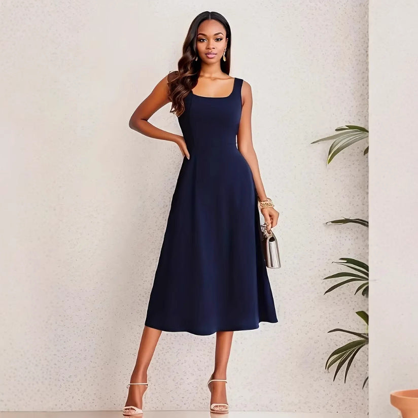 Sleeveless Casual Fashion Suspenders Long Dress