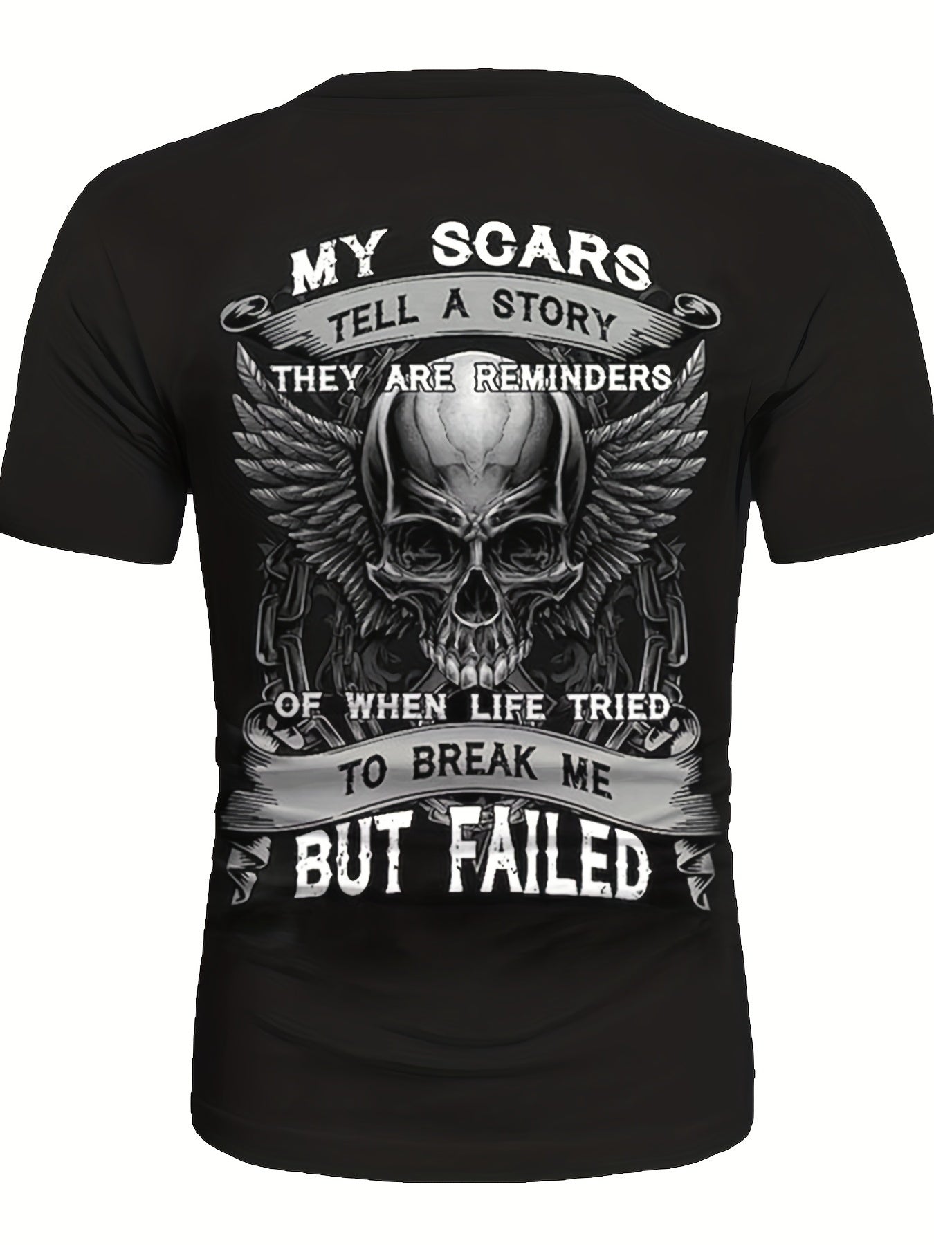 Men,s T-shirt With Skull And Letter Pattern Printing