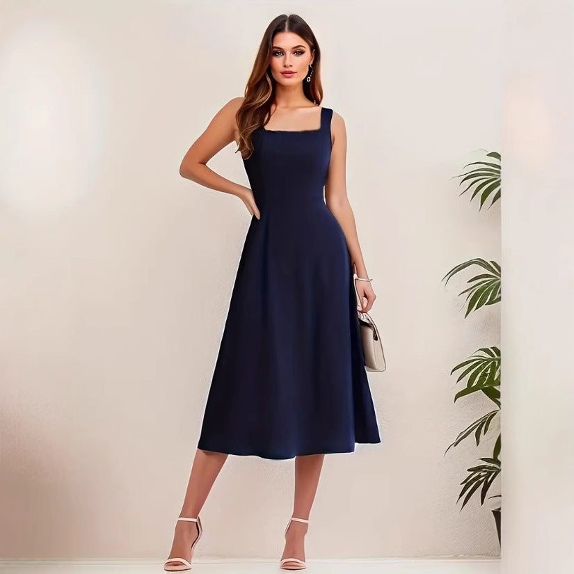 Sleeveless Casual Fashion Suspenders Long Dress