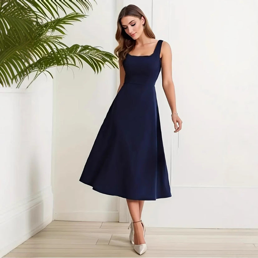 Sleeveless Casual Fashion Suspenders Long Dress