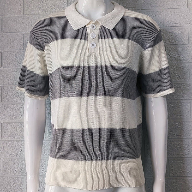 Lapel Sweater Short Sleeve T-shirt